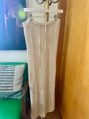 Dress Forum Cream Knit Maxi Skirt with Drawstring Waist